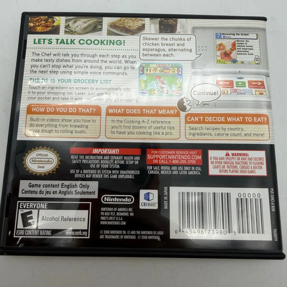 Nintendo DS Personal Trainer Cooking Game Complete CIB Touch Generations